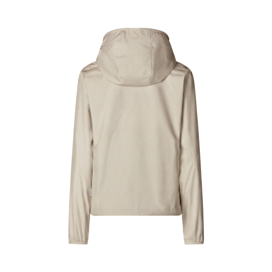 Beige jacket with a hood on a white background
