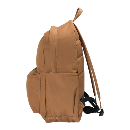 Brown backpack on a white background