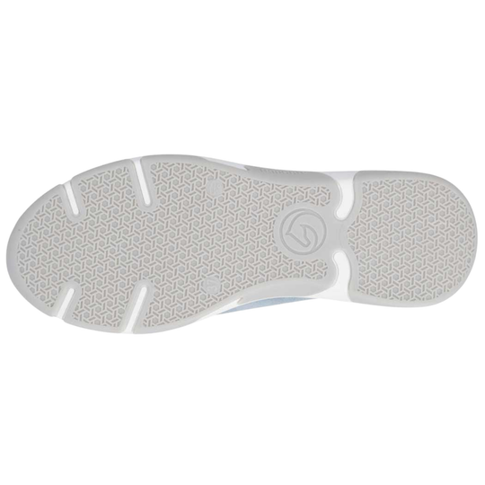 White shoe sole with a brand logo on a white background