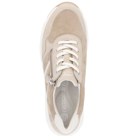 Beige sneaker with white laces on a white background