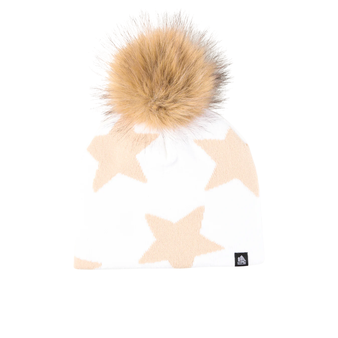 Star-shaped hat with a fur pom-pom on a white background