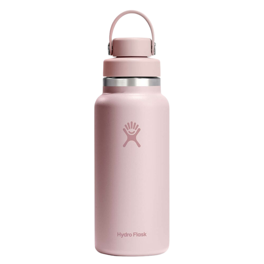 Pink Hydro Flask water bottle on a white background