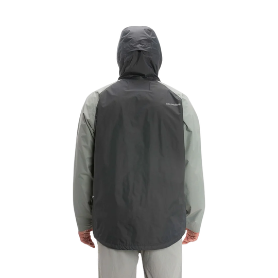 Gray raincoat with a hood on a white background