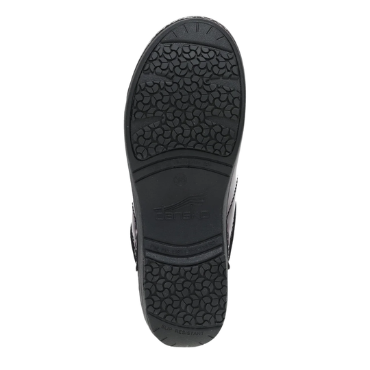 Black rubber sole of a shoe on a white background