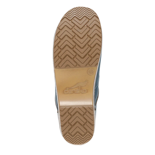 Close-up of a shoe sole with tread pattern and 'Danco' branding on a white background