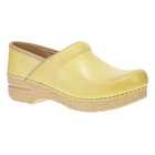 Yellow clog shoe on a white background