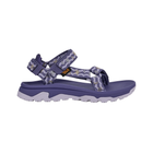 Purple sandal with gray pattern on a white background