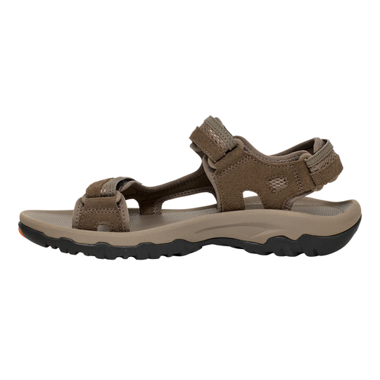 Brown sandal with black sole on a white background