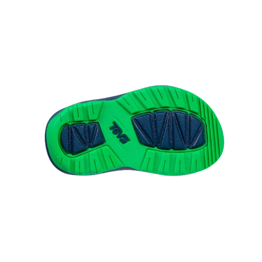 Green and blue shoe sole on a white background