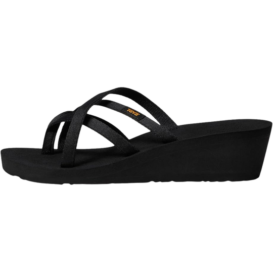 Black wedge sandal on a white background