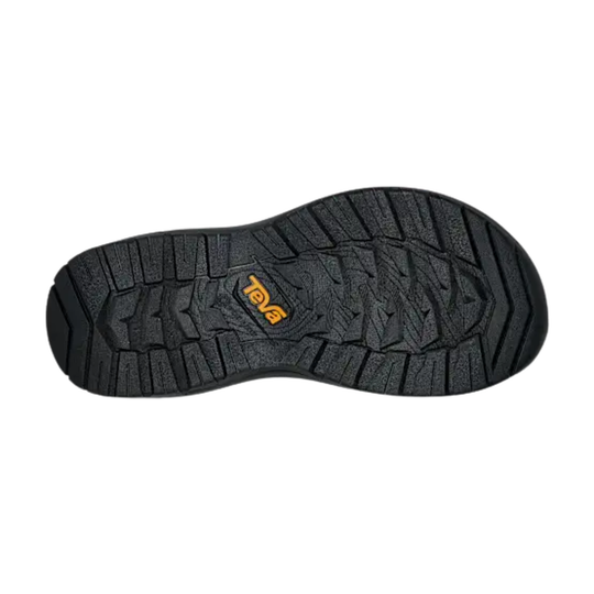 Black sole of a shoe with tread pattern on a white background