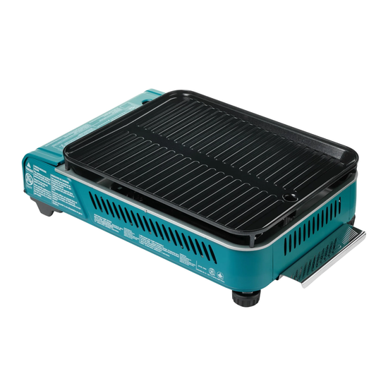 Portable grill with black grilling surface on a white background