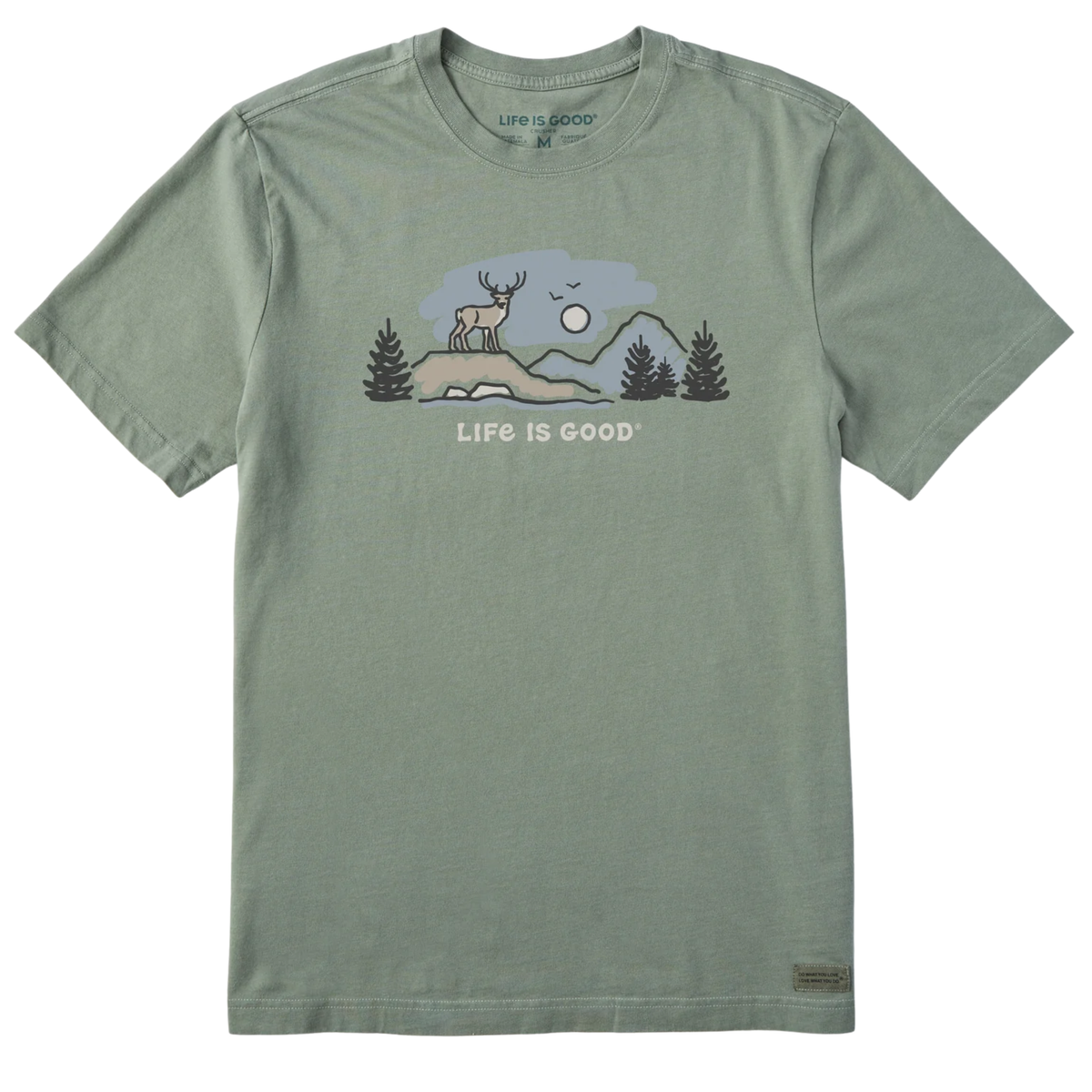 Life Is Good Men's White Tail Buck Vista Short Sleeve Crusher Tee