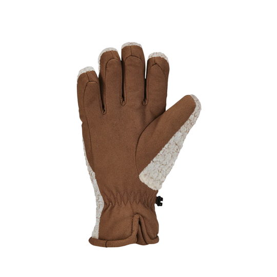 Brown glove with white lining on a white background
