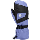 Purple and black snow glove with a logo on a white background