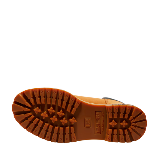 Close-up of a brown boot sole on a white background