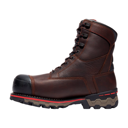 Brown leather work boot