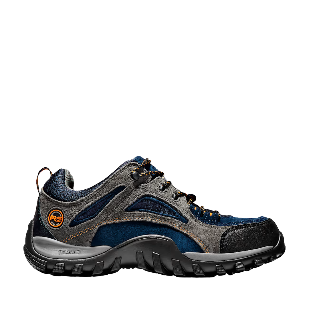 Blue and grey work shoes