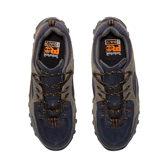 Blue and grey work shoes