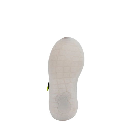 White shoe sole with a brand logo on a white background