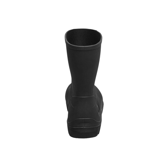 Black rubber boot on a white background