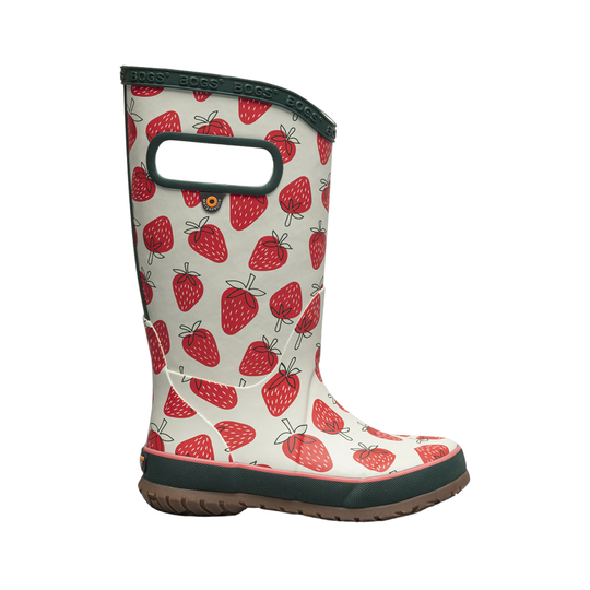 rain  boot with strawberry pattern on a white background