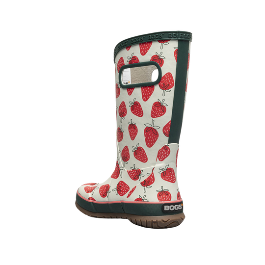 rain  boot with strawberry pattern on a white background