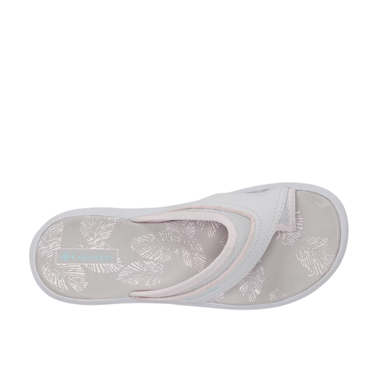 White sandal with subtle pattern on a white background