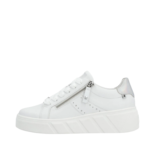 White sneaker with a zipper on a white background