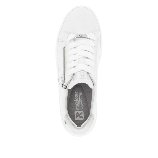 White sneaker with a zipper on a white background