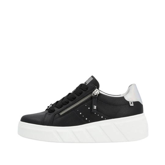 Black sneaker with white sole on a white background