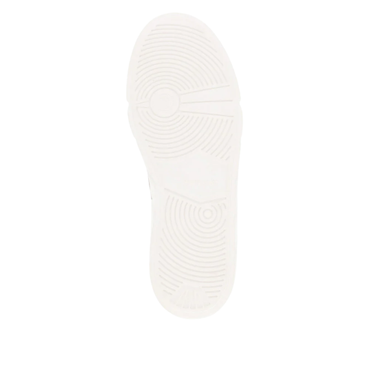 White sock with textured sole on a white background