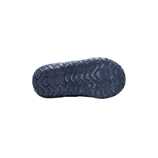 Close-up of a blue shoe sole on a white background