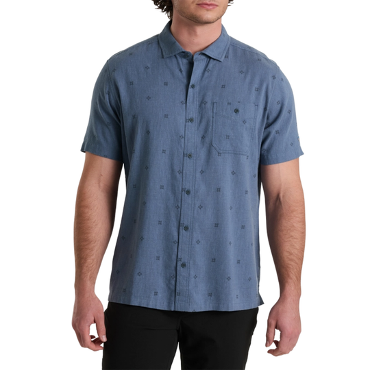 blue button up shirt