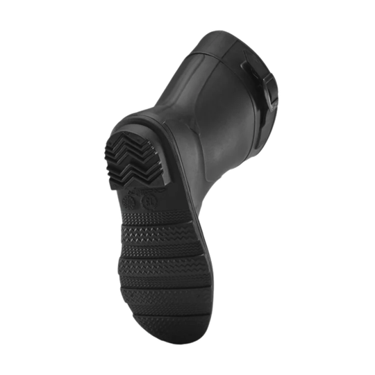 Black rubber boot sole on a white background