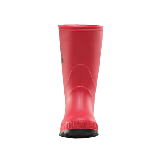 Red rubber boot on a white background