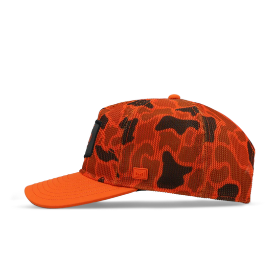 Orange camouflage cap on a white background