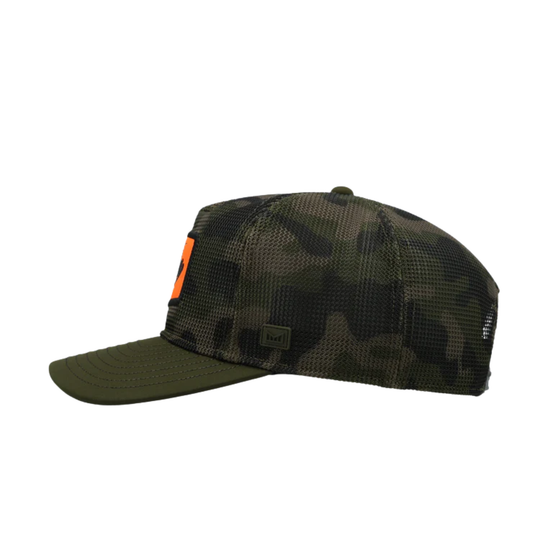 Brown cap with a logo on a white background