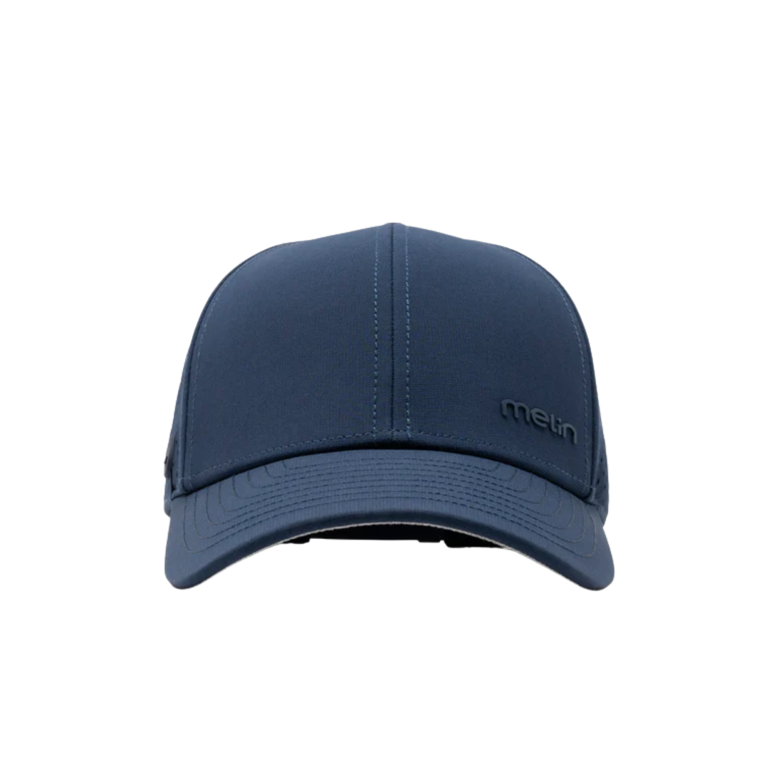 Navy blue cap with 'Metin' branding on a white background