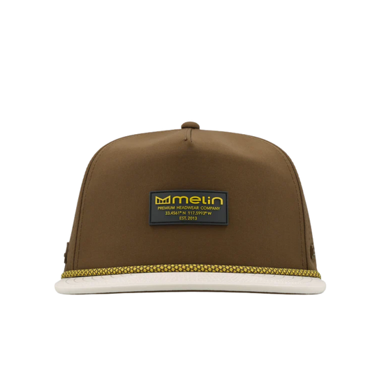 Brown cap with a logo on a white background