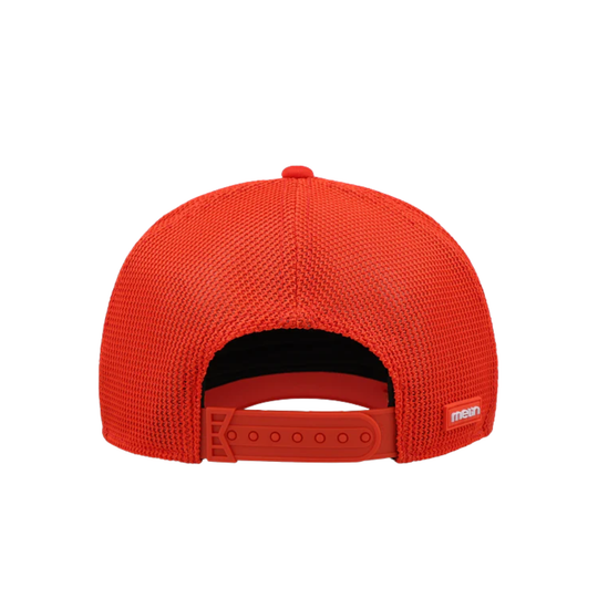 Red mesh cap on a white background