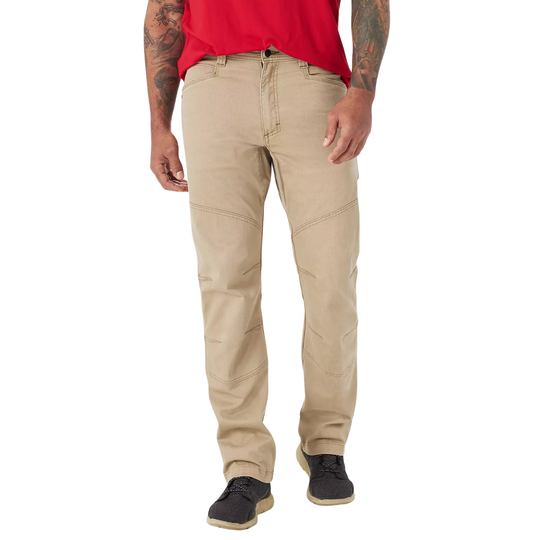 Person wearing beige pants on a white background