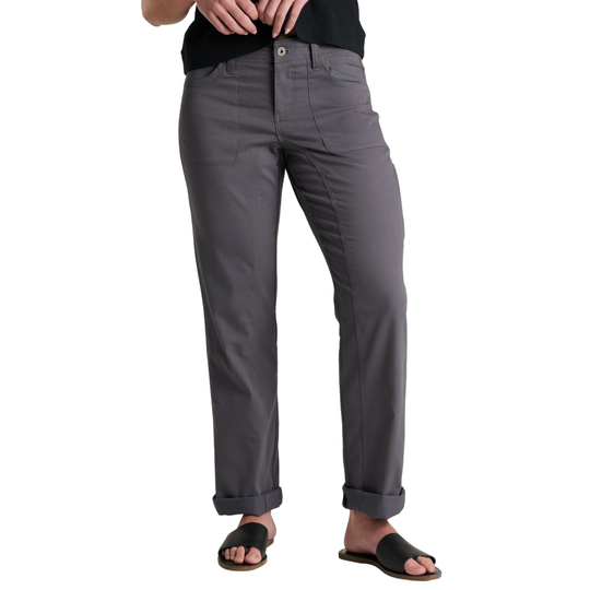 Person wearing gray pants on a white background