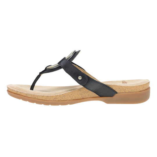Black sandal with a cork sole on a white background