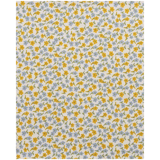 Floral pattern with yellow and blue flowers on a light background