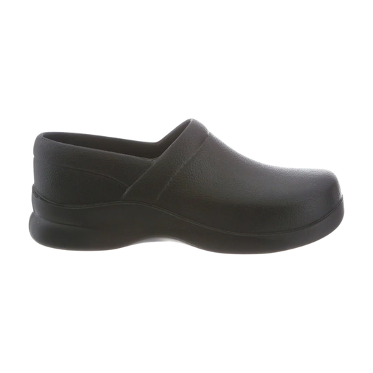 black  shoe with a strap on a white background