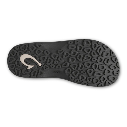 Black shoe sole with brand logo on a white background