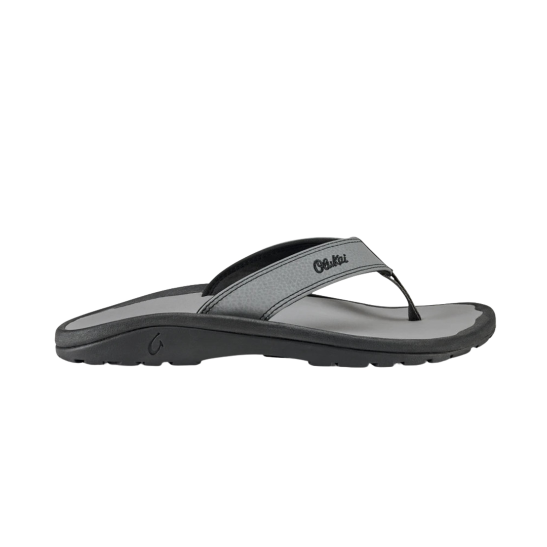 Gray sandal with black sole on a white background