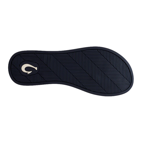 Black shoe sole with a brand logo on a white background