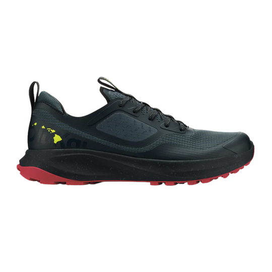 Gray and black Reebok running shoe on a white background
